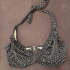 Freya Black and White Polka Dot Ruffle Halter Bikini Top